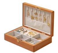 YDHSIKK Boîte de Rangement pour Bijoux, Coffret à Bijoux en Bois Massif avec Grand Espace de Rangement et Plusieurs Compartiments 9,5 x 6,5 x 2,4 Pouces(C)