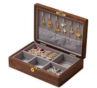 YDHSIKK Boîte de Rangement pour Bijoux, Coffret à Bijoux en Bois Massif avec Grand Espace de Rangement et Plusieurs Compartiments 9,5 x 6,5 x 2,4 Pouces(A)
