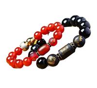 YDHSIKK Bracelets Bracelet à breloques avec 12 animaux du zodiaque, amulette Reiki, porte-bonheur, éloigne le mal(Rabbit-Red 10mm)