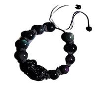 YDHSIKK Bracelets Bracelet de richesse Pi Yao en fil rouge, amulette Reiki, porte-bonheur, réglable, for femmes et hommes, rouge, 10 mm(Brown-14mm)