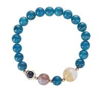 YDHSIKK Bracelets Bracelet extensible Fortune en perles de quartz bleu, for méditation Reiki et chakras, tour de main de 16 à 17 cm(Black-10mm)