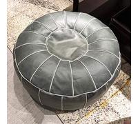 YDHSIKK décor Salon, Tabouret Polyvalent Pouf en Cuir de Vache véritable, Grand Coussin de Sol, Fait à la Main, décoration de Salon(Grey)