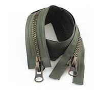 YDHSIKK Fermetures à glissière pour la Couture, Longue Fermeture éclair en métal de Calibre 8, Double Curseur, extrémité Ouverte bidirectionnelle, 70-120 cm, Noir et Vert(B,90cm)