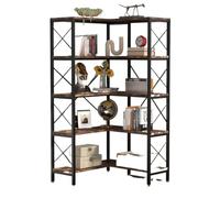 YDHSIKK Grand Coin étagère de Stockage Bibliothèque d'angle à 5 Niveaux 80 x 80 x 167,5 cm, Structure en métal et Bois manufacturé, idéale for Le Salon, la Maison ou Le Bureau.