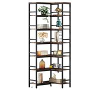 YDHSIKK Grand Coin étagère de Stockage Bibliothèque d'angle à 7 Niveaux 200 x 60 x 60 cm, Structure en métal Industriel, Marron Rustique
