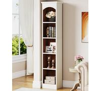 YDHSIKK Grand Coin étagère de Stockage Bibliothèque d'angle étroite à 5 Niveaux de 180 cm, Blanche et chêne, Lot de 1 ou 2, for Salon et Bureau à Domicile(1 Pack)