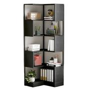 YDHSIKK Grand Coin étagère de Stockage Bibliothèque d'angle Noire à 6 Niveaux 60 x 60 x 180 cm avec Cadre en métal for Salon et Bureau