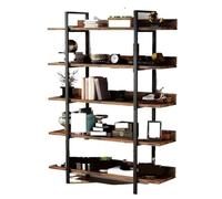 YDHSIKK Grand Coin étagère de Stockage Bibliothèque Industrielle à 5 Niveaux 105 x 33 x 180 cm, en Panneaux de Particules Marron Rustique et Cadre en Fer, for la Maison, Le Bureau ou Le Salon.