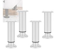 YDHSIKK Jambes Meubles Lot de 4 Pieds d'armoire réglables en Acier Inoxydable for Meubles, canapé, Pieds de Support for Placard, Plan de Travail, Table Basse, Tables de Nuit(White,8cm(3.1in))