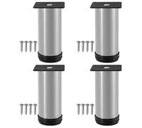 YDHSIKK Jambes Meubles Lot de 4 Pieds de Meubles en métal, Pieds de Bureau Ronds, Hauteur réglable de 0 à 30 mm, avec vis de Montage(8cm/3.15in)
