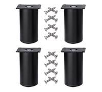 YDHSIKK Jambes Meubles Lot de 4 Pieds de Meubles réglables en Acier Inoxydable, Pieds Ronds en métal, Hauteur réglable de 0 à 10 mm(Matte Black,12cm/4.72in)