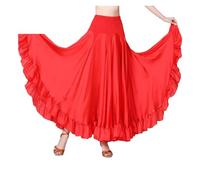 YDHSIKK Jupe de Danse Orientale, Jupe mi-Longue Moderne et Sociale à Grande Taille for Nouvelle Robe de compétition de scène Valse Large(Red,M)