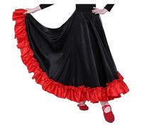 YDHSIKK Jupe de Danse Orientale, Tenue de Danse Latine Paso Doble espagnole for Enfants et Filles, Ourlet à Volants, for fête de Carnaval(Black 180 Degree,150cm)