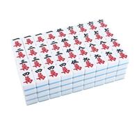 YDHSIKK Mah Jong avec 144 tuiles gravées Mahjong à Main de Voyage Domestique Mah Jong Chinois(Blue,42mm)