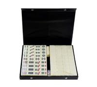 YDHSIKK Mah Jong Jeu de Mahjong 144 tuiles avec étui de Rangement Mahjong Chinois(Beige)