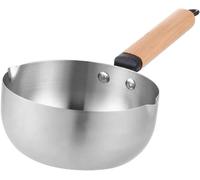 YDHSIKK Marmite en Acier émaillé, 1 Mini Pot à Lait en émail, poêle à œufs en Bois, diamètre du Pot: 20°C(Pot Diameter:22CM)