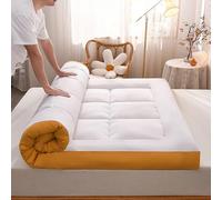 YDHSIKK Matresses Futon Surmatelas futon Japonais 10 cm Multicolore Plusieurs Tailles(White+Orange,150 * 200cm)