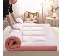 YDHSIKK Matresses Futon Surmatelas futon Japonais 10 cm Multicolore Plusieurs Tailles(White+Pink,180 * 200cm)