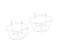 YDHSIKK Pots Plant Hanging Basket, Hanging Flower Pot Basket Wrought Iron Planter Holder 20x14.5cm Black Or White 1pc Or 2pcs(Whitex2pcs,20x14.5cmx2pcs)