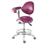 YDHSIKK Tabourets Chaise de Selle médicale Dentaire avec accoudoirs à 360°, Hauteur réglable, Cuir PU Violet