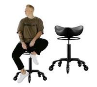 YDHSIKK Tabourets Tabouret Selle Noir réglable en Hauteur 39-53 cm avec roulettes pivotantes