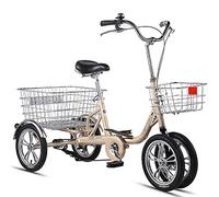 YDHSIKK vélo à Trois Roues Tricycle Cruiser for Adulte 14 Pouces à Vitesse Unique avec Panier à provisions Multicolore