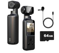YDI Caméra de Corps 4K avec Microphone Externe, Mini Vidéo et Audio Vlog Pocket Cam Rotation 270° Caméra pour Sport, Vélo, Voyage, Enregistreurs de Police, Civils Personnels, 64GB Inclus