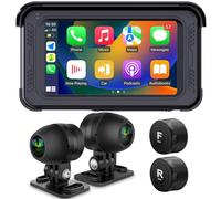 ydi Dashcam Étanche Moto avec sans Fil CarPlay et Android Auto, 5'' IPS Écran Tactile, Caméra Avant et Arrière HD 1080P, TPMS, Bluetooth, Wi-FI, GPS, Max jusqu'à 256GB