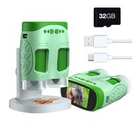 ydi Microscope Électronique pour Enfants, 3 en 1 Écran de 2 Pouces Portatif 800X Télescope Microscope 800X avec Caméra Vidéo Numérique, Connexion USB au PC, Carte de 32 Go Incluse