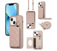 YDIJCYAN Compatible avec Coque iPhone 13 avec Étui iPhone 13 Fin et Léger avec Protection de avec Miroir de Maquillage + Anneau, Protection Complète à pour iPhone 13(Kaki)
