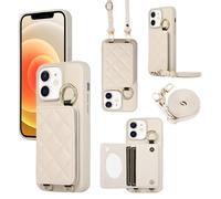 YDIJCYAN Compatible avec Coque iPhone 16 avec Étui iPhone 16 Fin et Léger avec Protection de avec Miroir de Maquillage + Anneau, Protection Complète à pour iPhone 16 (Blanc)