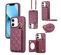 YDIJCYAN Compatible avec Coque iPhone 16 avec Étui iPhone 16 Fin et Léger avec Protection de avec Miroir de Maquillage + Anneau, Protection Complète à pour iPhone 16 (Wine Red)