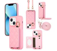 YDIJCYAN Compatible avec Coque iPhone 16 Plus avec Étui iPhone 16 Plus Fin et Léger avec Protection de avec Miroir de Maquillage + Anneau, Protection Complète à pour iPhone 16 Plus (Rose)