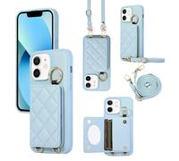 YDIJCYAN Compatible avec Coque iPhone 16 Plus avec Étui iPhone 16 Plus Fin et Léger avec Protection de avec Miroir de Maquillage + Anneau, Protection Complète à pour iPhone 16 Plus (Bleu)