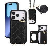 YDIJCYAN Compatible avec Coque iPhone 17 Pro Max avec Étui Fin et Léger avec Protection de avec Miroir de Maquillage + Anneau, Protection Complète à pour iPhone 17 Pro Max (Noir)