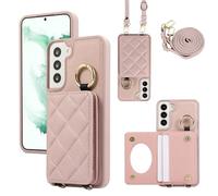 YDIJCYAN Compatible avec Coque Samsung Galaxy S22 Ultra avec Étui S22 Ultra Fin et Léger avec Protection de avec Miroir de Maquillage + Anneau, Protection Complète à pour Galaxy S22 Ultra (Le Violet)