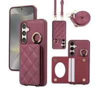 YDIJCYAN Compatible avec Coque Samsung Galaxy S23 avec Étui Galaxy S23 Fin et Léger avec Protection de avec Miroir de Maquillage + Anneau, Protection Complète à pour Galaxy Galaxy S23 (Wine Red)