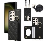 YDIJCYAN Compatible avec Coque Samsung Galaxy S23 Ultra avec Étui Fin et Léger avec Protection de avec Miroir de Maquillage + Anneau, Protection Complète à pour Galaxy S23 Ultra (Noir)