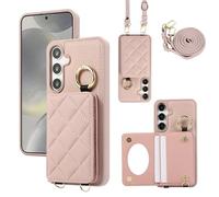 YDIJCYAN Compatible avec Coque Samsung Galaxy S24 / Samsung Galaxy S25 avec Étui Galaxy S24 Fin et Léger avec Protection de avec Miroir de Maquillage + Anneau, Protection Complète à (Le Violet)