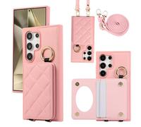 YDIJCYAN Compatible avec Coque Samsung Galaxy S26 Ultra avec Étui S26 Ultra Fin et Léger avec Protection de avec Miroir de Maquillage + Anneau, Protection Complète à pour Galaxy S26 Ultra (Rose)