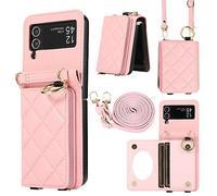 YDIJCYAN Compatible avec Coque Samsung Z Flip 4 avec Étui Z Flip 4 Fin et Léger avec Protection de avec Miroir de Maquillage + Anneau, Protection Complète à pour Galaxy Z Flip 4 (Rose)