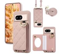YDIJCYAN Coque Compatible avec Google Pixel 8 - Étui Fin et Léger avec Protection, Miroir de Maquillage et Anneau - Protection Complète (Kaki)