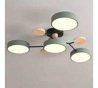 YDIJFLL Moderne LED Plafonnier Bois Vert Semi Encastré Plafonnier 4/5/6/7 MoléCule Nordique Gris Cercle Rond Acrylique Abat-Jour Blanc Luminaire pour Salon, Chambre à Coucher(Size:4Lights,Color:A)