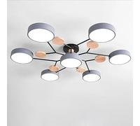 YDIJFLL Moderne LED Plafonnier Bois Vert Semi Encastré Plafonnier 4/5/6/7 MoléCule Nordique Gris Cercle Rond Acrylique Abat-Jour Blanc Luminaire pour Salon, Chambre à Coucher(Size:7 Lights,Color:D)