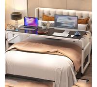 YDkjwjw Au-Dessus de La Table de Lit Ordinateur Portable Bureau sur Lit Mobile Réglable Au-Dessus du Lit Bureau avec Roues, Portable Pratique Lecture Écriture Workstation pour Chambre D’hôpital