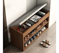 YDkjwjw Banc À Chaussures avec Assise Rembourrée, Meuble De Rangement À Chaussures avec Étagère for Couloir, Entrée Et Porche(2 Tiers - Oak)
