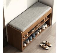 YDkjwjw Banc À Chaussures avec Étagère Ouverte, Banc À Chaussures Industriel en Bois avec Assise Rembourrée, Meuble De Rangement for Entrée.(80x24x43cm)