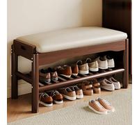 YDkjwjw Banc À Chaussures D'entrée avec Coussin, Banc-étagère À Chaussures en Bois avec Étagère Ouverte, Idéal for Le Salon, Le Couloir(Walnut,45CM)