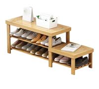 YDkjwjw Banc À Chaussures D'entrée en Bambou avec Étagère À 3 Niveaux - Repose-Pieds Confortable for Enfiler Ses Chaussures, Banc À Chaussures Combiné(Natural Color,88x27x45cm)