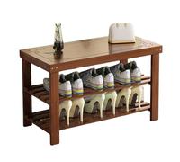 YDkjwjw Banc À Chaussures en Bambou avec Étagère À Chaussures À 2 Niveaux, Étagères Ouvertes for Le Rangement des Chaussures, Assise Confortable(Tea Brown,69cm)